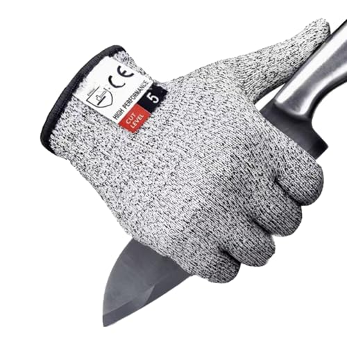 1 Paar Schnittfeste Handschuhe,Universal Schnittschutzhandschuhe küche,Level 5 Schutz Schnitzhandschuhe,Küchenhandschuhe Arbeitshandschuhe Schnitzhandschuhe,für Erwachsene,Kinder. (Größe M,Grau) von TENGEE