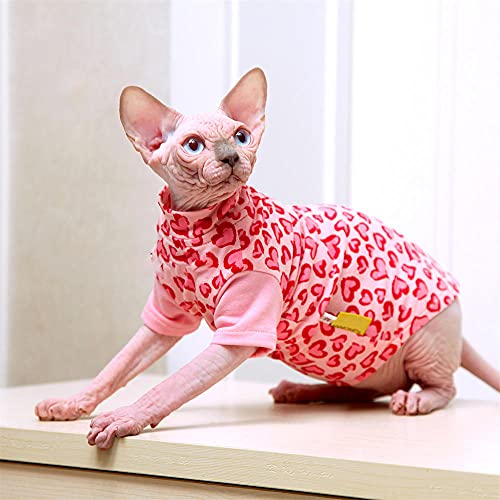 TENGTUD Haarnesskatze Kleidung, Sphynx/Devon Katze Rosa Liebe Baumwollrock-L. von TENGTUD