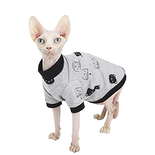 TENGTUD Katzenkleidung für Sphynx Hairless Cat, Herbst und Winter Weiche und warme Gary Kleidung-M. von TENGTUD