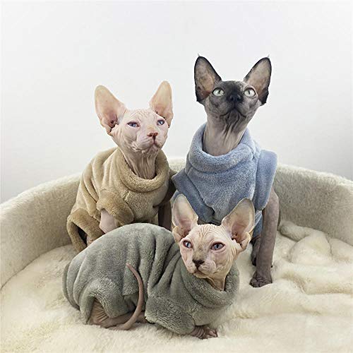 TENGTUD Kleidung für Katzen ohne Haar, Sphynx/Herbst und Winter, Flanellmantel. von TENGTUD