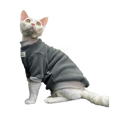 TENGTUD Sphynx Katze haarlose Katzenkleidung, Plüsch Zweifarbige Nähte Winter Haustier Kleidung-L von TENGTUD