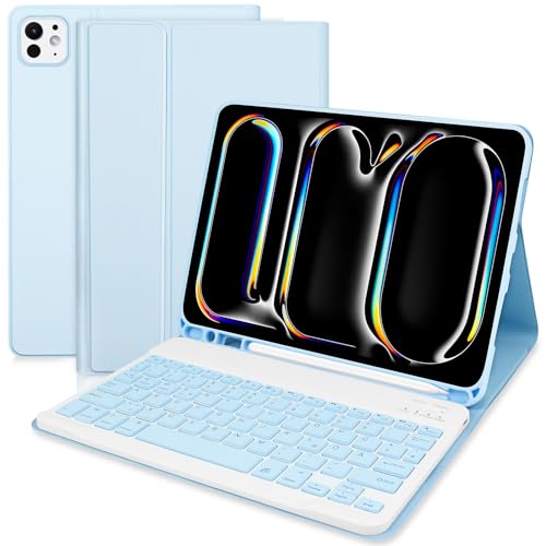 TENGWUDZ Tastatur Hülle für iPad Pro 11 Zoll M4 2024,Deutsche Layout Tastatur Hülle mit iPad Pro 11 M4 mit Modell A2836/A2837/A3006,Bleistifthalter Abnehmbare drahtlose Tastatur für iPad-Blu TENGWUDZ Tastatur Hülle für iPad Pro 11 Zoll M4 2024,Deutsche Layout Tastatur Hülle mit iPad Pro 11 M4 mit Modell A2836/A2837/A3006,Bleistifthalter Abnehmbare drahtlose Tastatur für iPad-Blu von TENGWUDZ