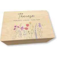 Erinnerungskiste Baby Mit Namen "Blumen" Geburtsdatum Erinnerungsbox Für Kinder von TENII