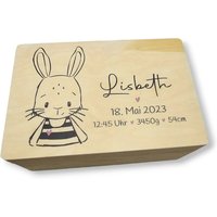 Erinnerungskiste Baby Mit Namen "Hase" Geburtsdatum Erinnerungsbox Für Kinder von TENII
