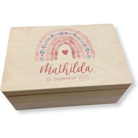 Erinnerungskiste Baby Mit Namen "Regenbogen Flower" Geburtsdatum Erinnerungsbox Für Kinder von TENII