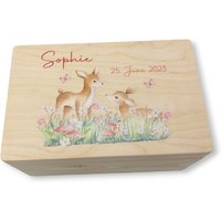Erinnerungskiste Baby Mit Namen "Rehe2" Geburtsdatum Erinnerungsbox Für Kinder Erinnerungskiste Baby Mit Namen "Rehe2" Geburtsdatum Erinnerungsbox Für Kinder von TENII
