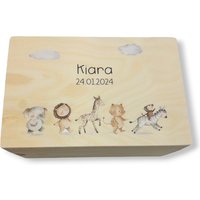 Erinnerungskiste Baby Mit Namen "Tiere" Geburtsdatum Erinnerungsbox Für Kinder von TENII