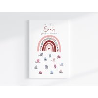 Fingerabdruck Gästebuch Auf Keilrahmen Personalisiert "Regenbogen Blumen" Leinwand von TENII