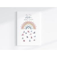 Fingerabdruck Gästebuch Auf Keilrahmen Personalisiert "Regenbogen Herzen Fisch Blau" Leinwand von TENII