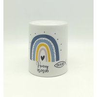 Spardose "Regenbogen Blau/Fisch Personalisiert Mit Namen/ Taufe/ Taufgeschenk von TENII