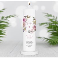 Taufkerze Personalisiert Mit Namen Datum Und Taufspruch "Blumenkranz2 Herz", Patenkerze, Taufkerze, Taufgeschenk, Geschenk Zur Taufe von TENII