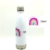 Thermosflasche Mit Namen "Regenbogen Pink"/Edelstahl Trinkflasche Für Kinder Und Erwachsene/ Wasserflasche/ 500Ml/350Ml von TENII