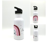 Trinkflasche Mit Namen "Regenbogen Rot/Rosa"/ Kindergarten/ Schule/ Sport/ 500Ml Strohhalm von TENII