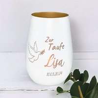 Windlicht Personalisiert Zur Taufe "Taube" Teelichthalter von TENII