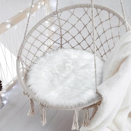 TENNOLA Kleiner kleiner Fellteppich, runder Schaffell-Teppich, kleiner flauschiger Teppich für Wohnheim, weißer Teppich, Kreis für Stuhl, kleiner flauschiger runder Teppich für Nagelschreibtisch, 3 m von TENNOLA