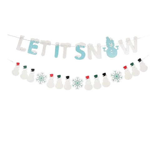 TENNYCHAOR Let it Snow Banner mit Schneemann-Girlande, silbernem Glitzer und blauer Winterurlaubsparty-Dekoration. von TENNYCHAOR
