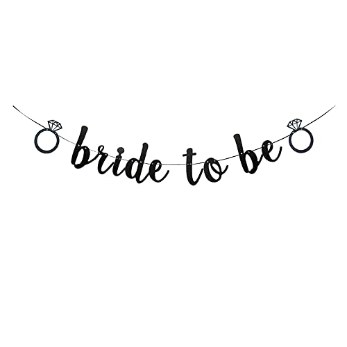TENNYCHAOR Schwarzes Banner mit Aufschrift "Bride to Be", schwarzes Ring-Thema für Brautparty, Partyzubehör, Verlobung, Junggesellinnenabschied, Hochzeit, Party, Wimpelkette, Dekorationszubehör. von TENNYCHAOR