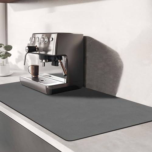 TENQUAN Abtropfmatte Geschirr, Kaffeemaschine Matte Unterlage 60X40cm Super Saugstarke Trockenmatte Kein Spülen für Kaffeemaschine Küche Spüle Rutschfest & Schnelltrocknend (Dunkelgrau) TENQUAN Abtropfmatte Geschirr, Kaffeemaschine Matte Unterlage 60X40cm Super Saugstarke Trockenmatte Kein Spülen für Kaffeemaschine Küche Spüle Rutschfest & Schnelltrocknend (Dunkelgrau) von TENQUAN