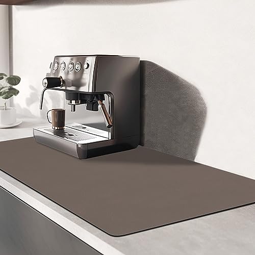 TENQUAN Abtropfmatte 60x30cm Küche Abtropfmatte Anti-Rutsch-Boden Schnell-Trocknend Geschirr Abtropfmatte Absorbierend Kaffeemaschine Matte Verstecken Fleck Matte für Counter Worktop Bar Sink(Braun) von TENQUAN