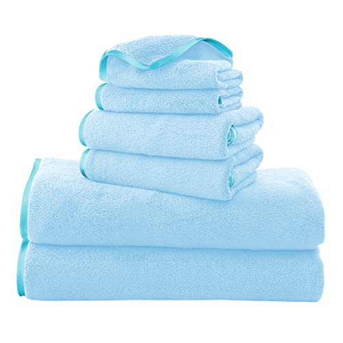 TENSTARS Ultraweiches Handtuch-Set – 2 Badetücher, 2 Handtücher, 2 Waschlappen, aquamarin von TENSTARS