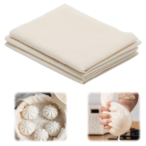 3 Stück Passiertuch, Passiertuch Wiederverwendbar, Waschbares Cheesecloth, Ungebleichte Reine Baumwolle Abseihtuch für Lebensmittelfiltration Tofu Marmelade Nussmilch (50 cm) von TENTHPEO