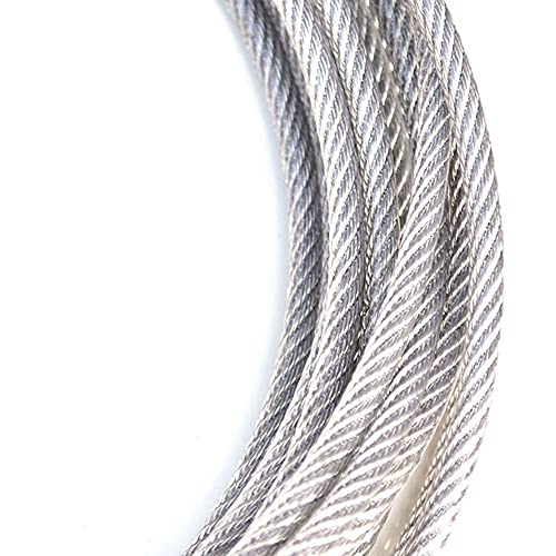 Drahtseil,Edelstahl Seil 2 stücke 6mm 8mm Edelstahl Draht Seilkabel PVC Kunststoff beschichtet 7 x 7/7 x 19 1 meter(6mm) von TENVORA