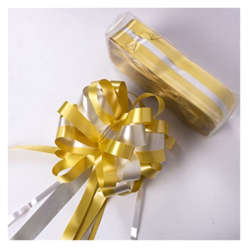TENVORA Riesenschleife,Geschenkschleife Groß 10 stücke ziehen bogenbänder for Blume Wrapper Geschenk verpackung romantische Hochzeit Geburtstag Party dekor Hause Auto liefert(Gold) von TENVORA