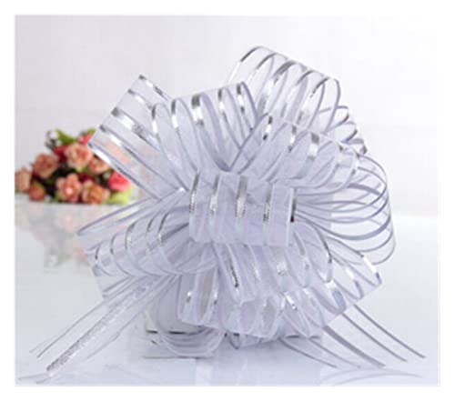 TENVORA Riesenschleife,Geschenkschleife Groß 50 stücke Große größe Pull Bogen hochzeitsauto Dekoration Ehe Room Weihnachten Deco Geschenk einverpackungsbänder(Silver) von TENVORA