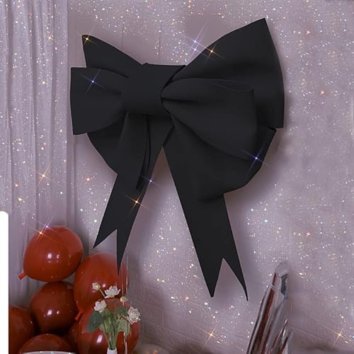 TENVORA Riesenschleife,Geschenkschleife Groß Große Bogen Dekorative Riesige Bug Shop Türdekoration Auto Hochzeit Party Feste Gelegenheit Dekoration Weihnachten(Black,75x115cm) von TENVORA