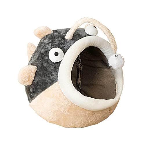 Bett für Indoor-Katzen, kleine Hunde, warmes Haus, waschbar, Welpenzelt, Kätzchenhöhle, abnehmbares Kissen, 2 Bettfenster, Sitzstange für Innenkatzen, Höhlenwärmung von TENYELE