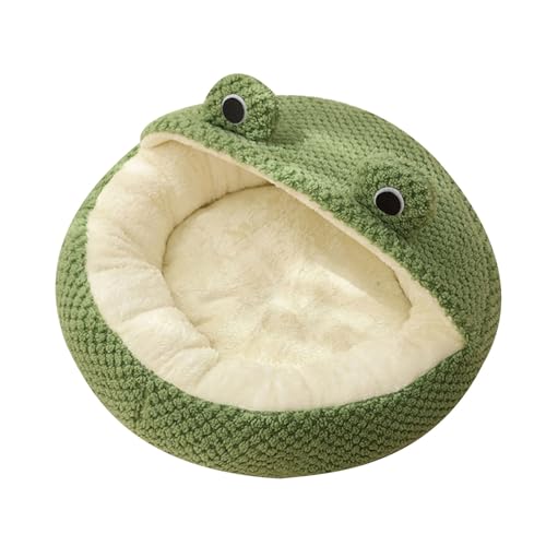 Cartoon-Frosch-Form Haustierbett, warme Kissen, Hauskorb, Hundenest, Zwinger für kleine Hundehäuser für Innenkatzen, große Häuser für Katzen, kein Heizkissen, winddicht für den Winter von TENYELE