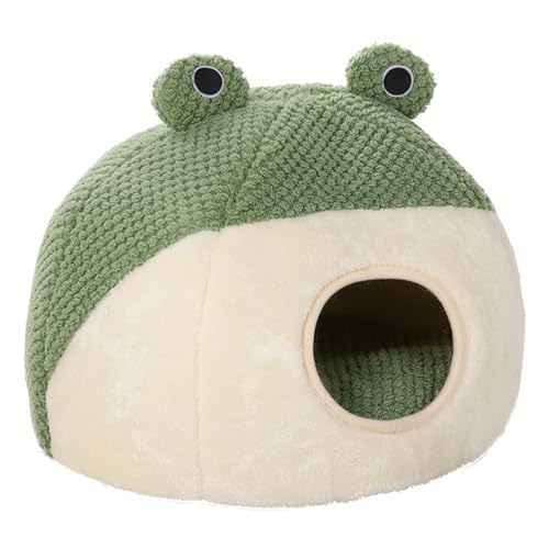 Cartoon-Frosch-Form Haustierbett, warme Kissen, Hauskorb, Hundenest, Zwinger für kleine Hundehäuser für Innenkatzen, große Häuser für Katzen, kein Heizkissen, winddicht für den Winter von TENYELE