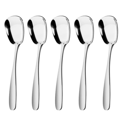 Elegante Rühr- und Servierlöffel, tragbar, aus Edelstahl mit einzigartigem quadratischem Kopf zum Kochen und von TENYELE