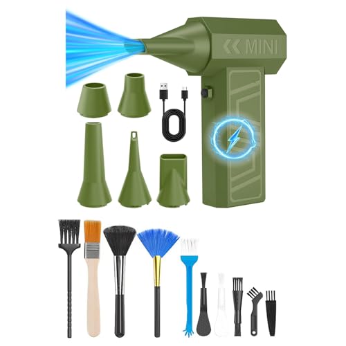 Gebläse mit 5 Düsen und 10 Bürsten 105000RPM Bürstenloser Motor 4 Geschwindigkeitsstufen 4000mAh Entferner für Zuhause & Werkstatt Hochgeschwindigkeitsgebläse von TENYELE