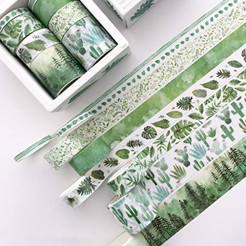 Grüne Blätter, Kaktus-Klebeband, dekorativ, Urlaub, Basteln, buntes Klebeband für Kunst, Scrapbooking, Tagebuch, Album, Tagebuch, Aufkleber, Vintage, 8 Stück Grüne Blätter, Kaktus-Klebeband, dekorativ, Urlaub, Basteln, buntes Klebeband für Kunst, Scrapbooking, Tagebuch, Album, Tagebuch, Aufkleber, Vintage, 8 Stück von TENYELE