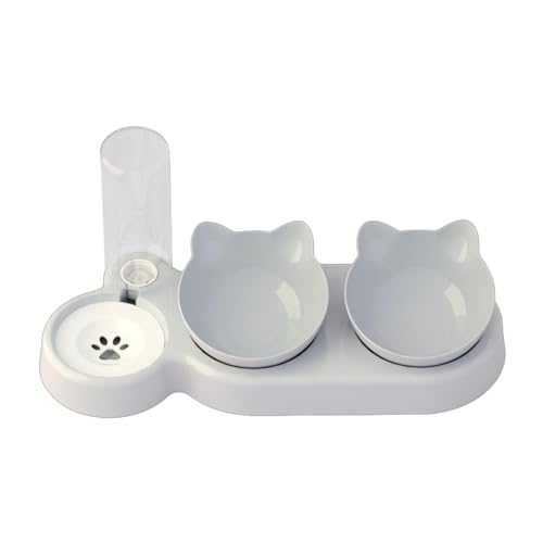 Innovativer automatischer Wasserspender für Haustiere mit Doppelnäpfen zum Füttern und Trinken, transparenter Napf für Katzen und Hunde, automatische für kleine Wandmontage, für kleine von TENYELE