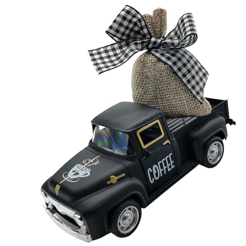 Kleines Metall-Kaffee-LKW-Modell mit abnehmbarem Jutebeutel für Bauernhäuser, ästhetisches abgestuftes Tablett, Regal, Dekoration, Einweihungsgeschenk von TENYELE