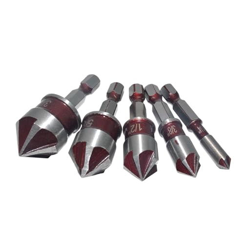 Langlebiger 82 ° Countersink Set Edelstahlbohrer 3/4 "5/8" 1/2 "3/8" & 1/4 "Champer Set Für Glatte Bohrmeister Dauerhaft Langlebiger 82 ° Countersink Set Edelstahlbohrer 3/4 "5/8" 1/2 "3/8" & 1/4 "Champer Set Für Glatte Bohrmeister Dauerhaft von TENYELE