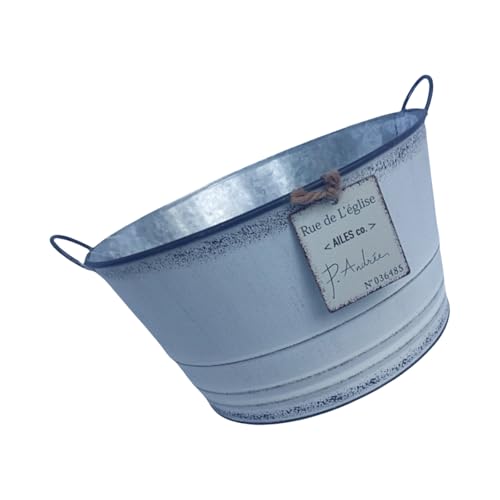 Moderner Bemalter Eisenblumenständer Behälter Mit Zwei Griffen Perfekt Für Hochzeit Mittelstücke Deck Balkon Anlagen Ausstellung Wetterfestes Gartentopf von TENYELE