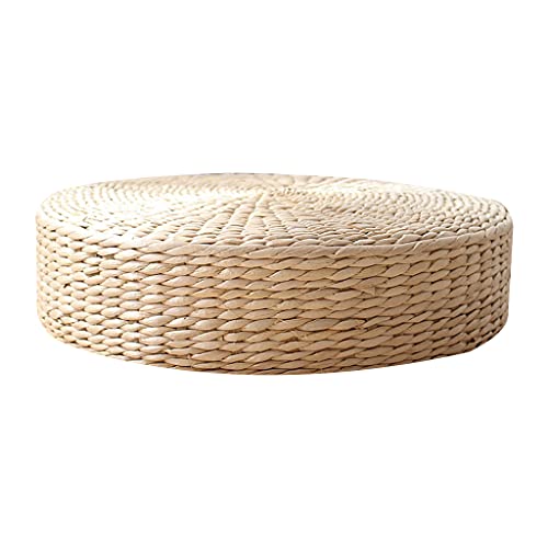 Rundes Bodenkissen, rundes Strohkissen, handgewebt, Bodenmatte, Yoga, Teezeremonie, 2 Größen, Sofakissenbezüge mit Reißverschluss von TENYELE