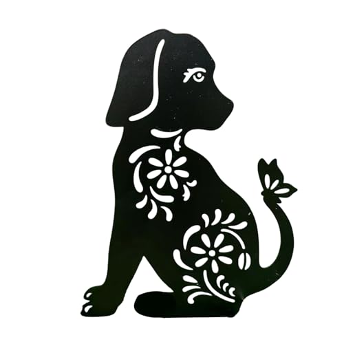 TENYELE 1/2pcs Hundeinsätze Metall Stakes Garteneinsatz Skulptur Ornamente Metallform Statue Silhouetten Garten Outdoor Rasen von TENYELE