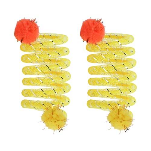 TENYELE Bunte Federspulen, Katzenspielzeug mit Plüschball, für neugierige Spiele im Wohnzimmer oder Hof, Garten, Haustierzubehör, Unterhaltung, 2 Stück von TENYELE