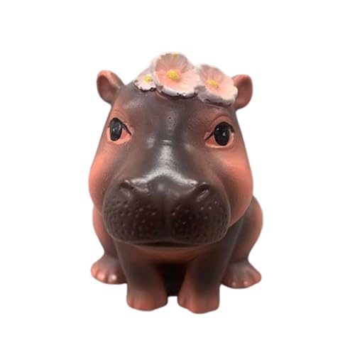 TENYELE Cartoon Harze Pygmy Nilpferd Baby Figur Tier Miniatur Statue für Zuhause und Büro Schreibtisch Buch Regal Ornament von TENYELE