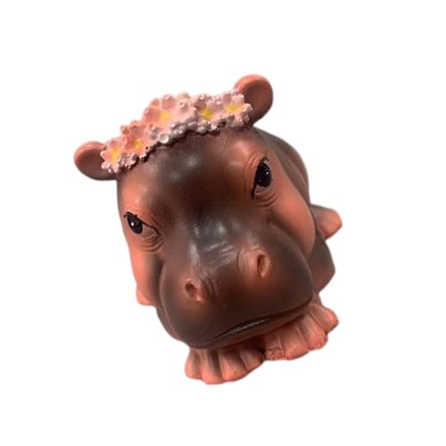 TENYELE Cartoon Harze Pygmy Nilpferd Baby Figur Tier Miniatur Statue für Zuhause und Büro Schreibtisch Buch Regal Ornament von TENYELE