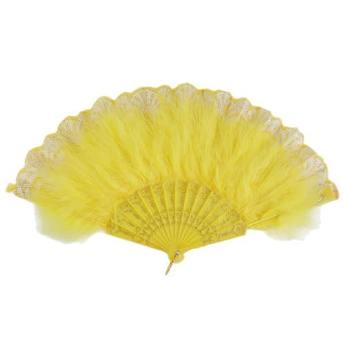 TENYELE Damen Federfächer Vintage 1920er Jahre Stil Flapper Faltbar Handheld Spitze Fan für Hochzeit und Halloween Cosplay Party TENYELE Damen Federfächer Vintage 1920er Jahre Stil Flapper Faltbar Handheld Spitze Fan für Hochzeit und Halloween Cosplay Party von TENYELE