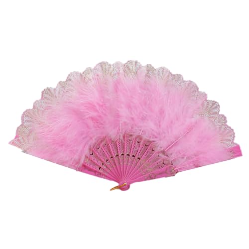 TENYELE Damen Federfächer Vintage 1920er Jahre Stil Flapper Faltbar Handheld Spitze Fan für Hochzeit und Halloween Cosplay Party TENYELE Damen Federfächer Vintage 1920er Jahre Stil Flapper Faltbar Handheld Spitze Fan für Hochzeit und Halloween Cosplay Party von TENYELE