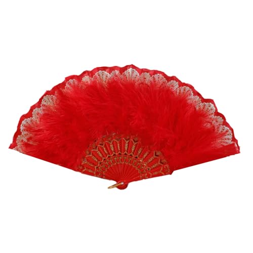 TENYELE Damen Federfächer Vintage 1920er Jahre Stil Flapper Faltbar Handheld Spitze Fan für Hochzeit und Halloween Cosplay Party TENYELE Damen Federfächer Vintage 1920er Jahre Stil Flapper Faltbar Handheld Spitze Fan für Hochzeit und Halloween Cosplay Party von TENYELE