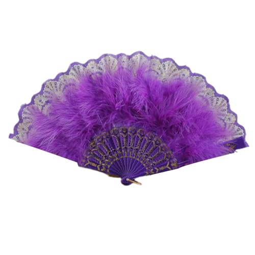 TENYELE Damen Federfächer Vintage 1920er Jahre Stil Flapper Faltbar Handheld Spitze Fan für Hochzeit und Halloween Cosplay Party TENYELE Damen Federfächer Vintage 1920er Jahre Stil Flapper Faltbar Handheld Spitze Fan für Hochzeit und Halloween Cosplay Party von TENYELE