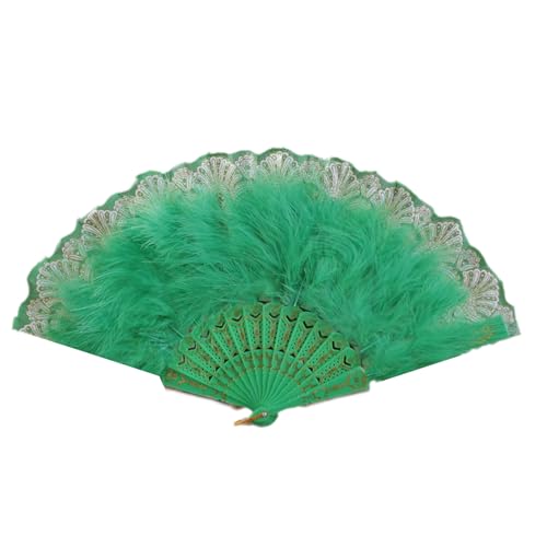 TENYELE Damen Federfächer Vintage 1920er Jahre Stil Flapper Faltbar Handheld Spitze Fan für Hochzeit und Halloween Cosplay Party TENYELE Damen Federfächer Vintage 1920er Jahre Stil Flapper Faltbar Handheld Spitze Fan für Hochzeit und Halloween Cosplay Party von TENYELE