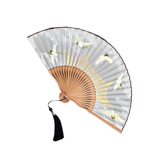 TENYELE Eleganter klassischer Fächer, zusammenklappbar, mit Kranichmotiven, langlebige Struktur für Heimdekoration und Außeneinsatz TENYELE Eleganter klassischer Fächer, zusammenklappbar, mit Kranichmotiven, langlebige Struktur für Heimdekoration und Außeneinsatz von TENYELE
